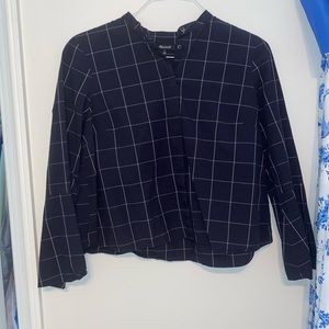 Blue Blouse with White Line Design